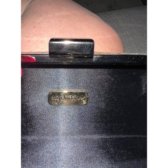 Inge Christopher Gold & Black Metal Mesh Clutch Purse With Chain Strap & Snap Cl - Picture 7 of 7